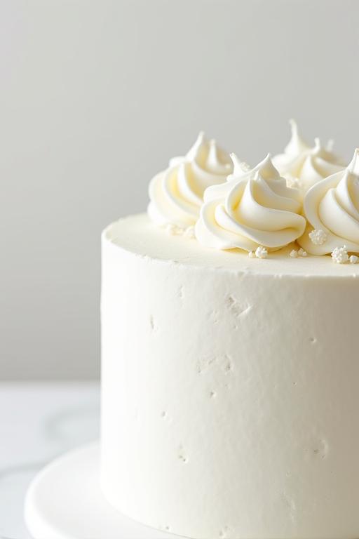 A minimalist white wedding cake with subtle frosting texture.